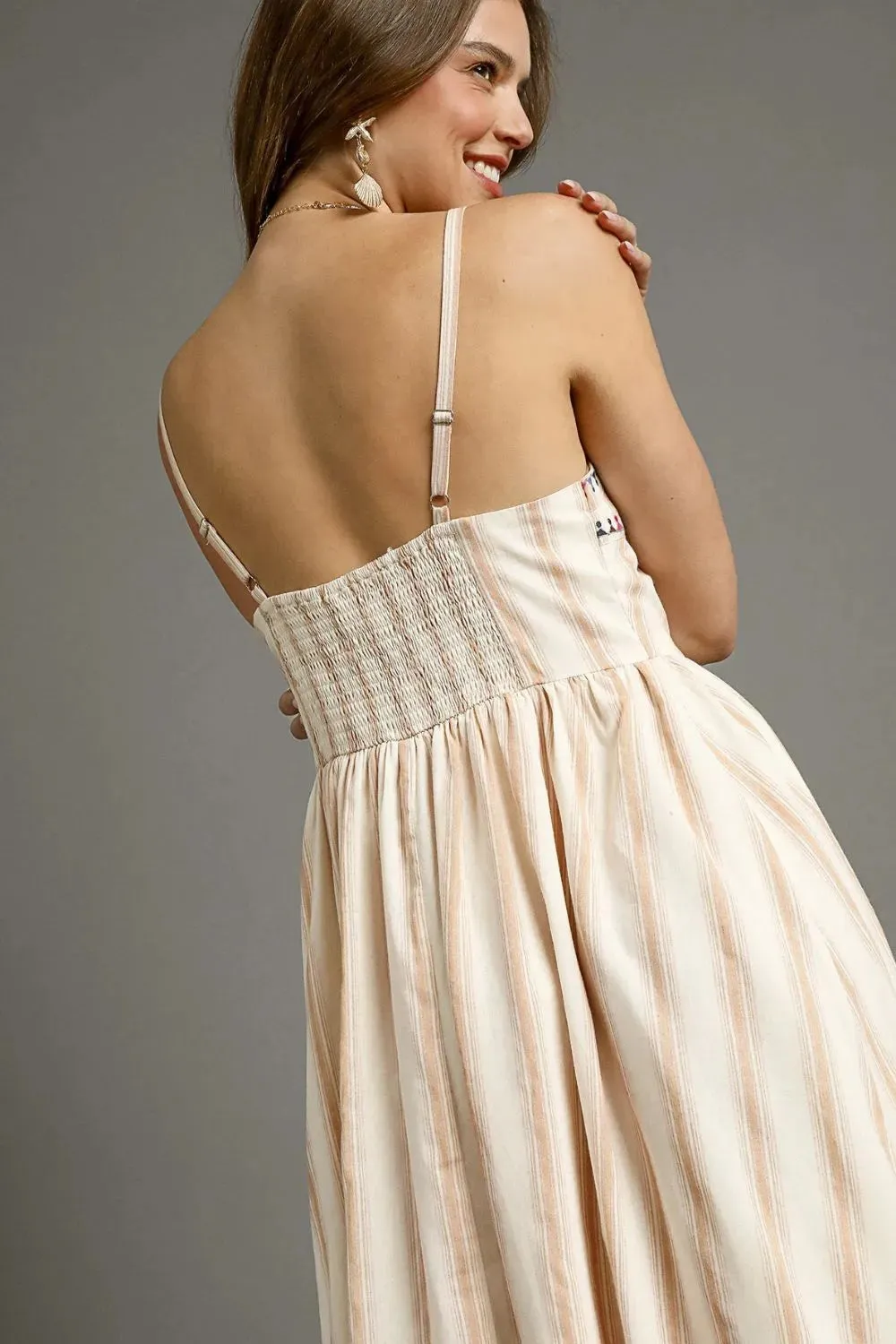 Umgee Striped Colorful Embroidered Trim Cami Dress sold by Gigi Laurent product image thumbnail 4