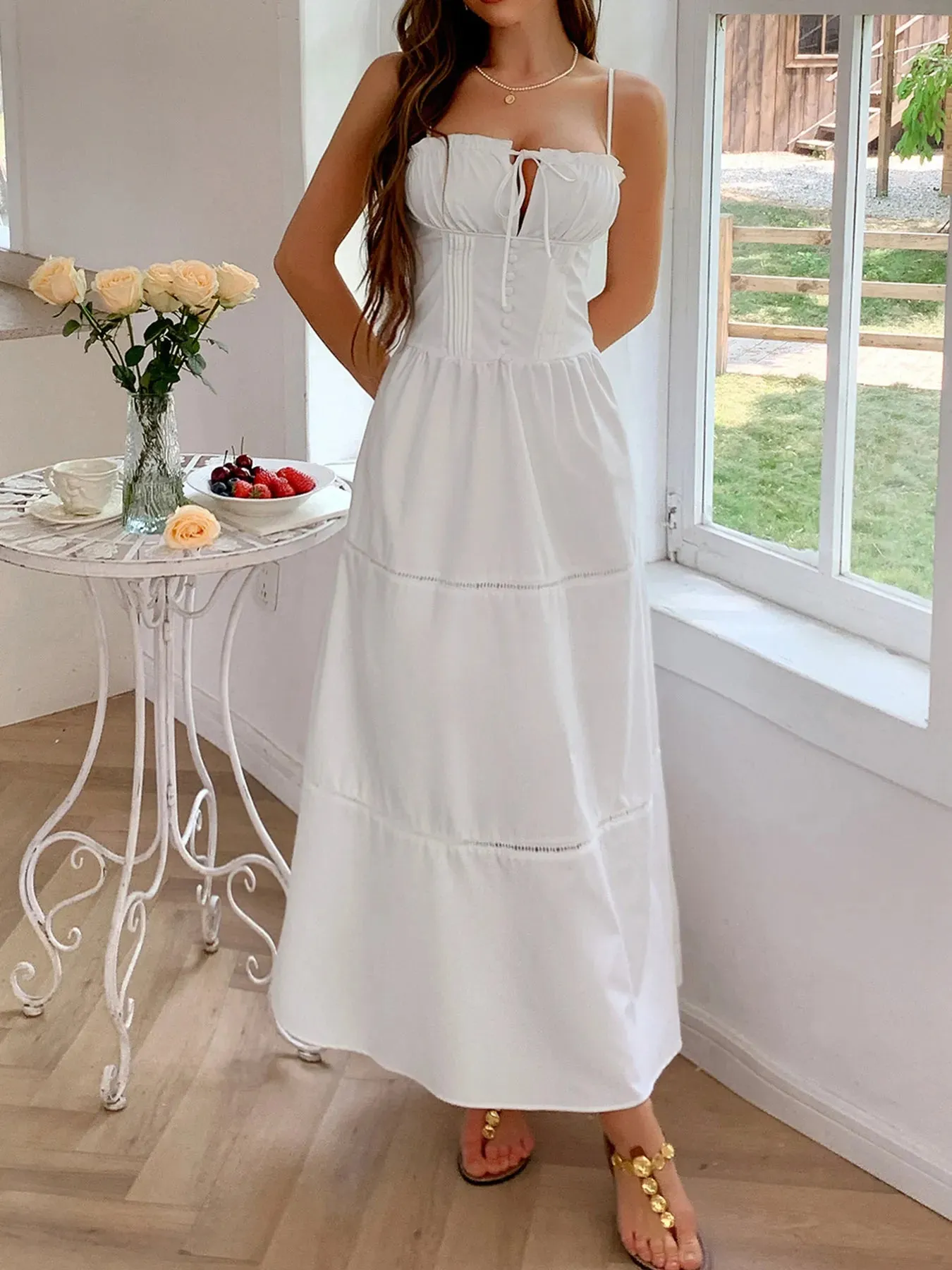 Smocked Back Tie Front Cami Dress sold by Gigi Laurent