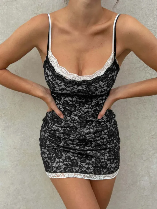 Lace Trim Cami Mini Dress sold by Gigi Laurent