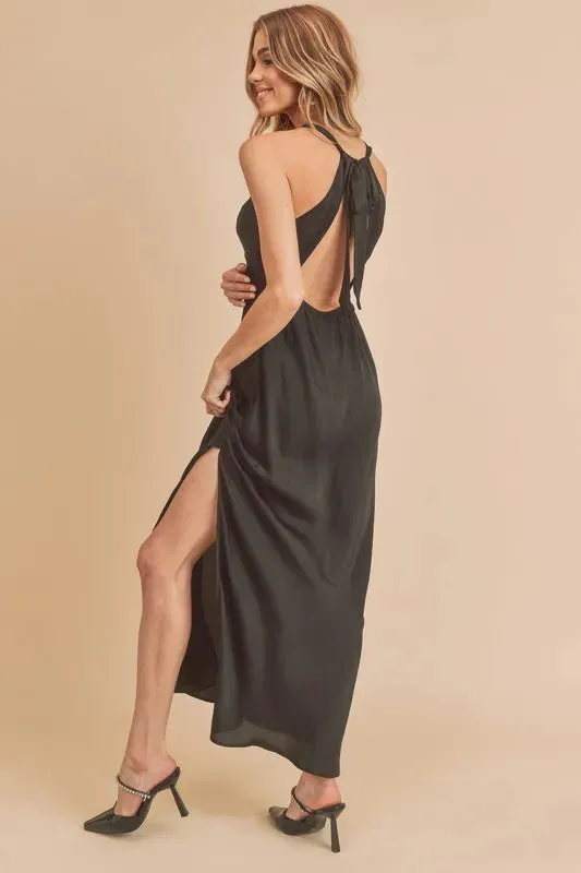 Aemi + Co Ruched Side Slit Cutout Back Maxi Cami Dress sold by Gigi Laurent product image thumbnail 4