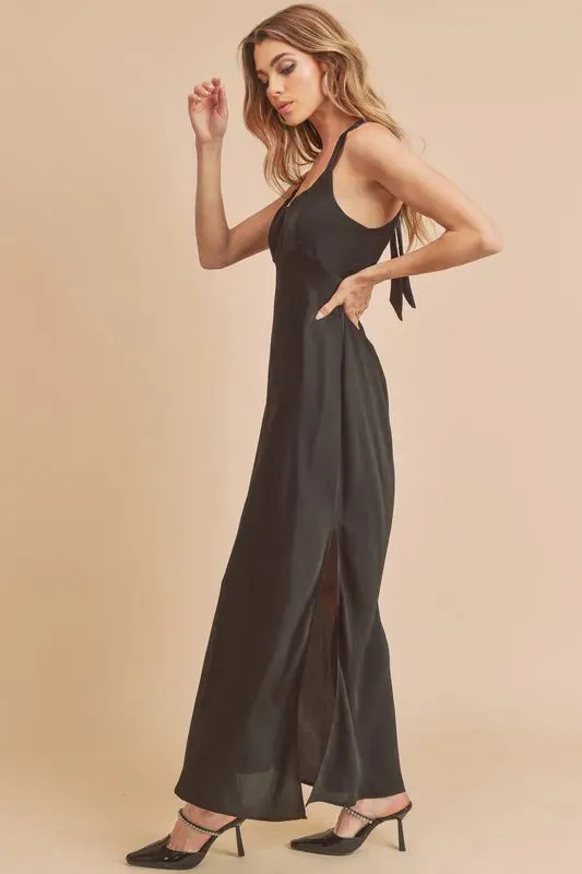Aemi + Co Ruched Side Slit Cutout Back Maxi Cami Dress sold by Gigi Laurent product image thumbnail 3