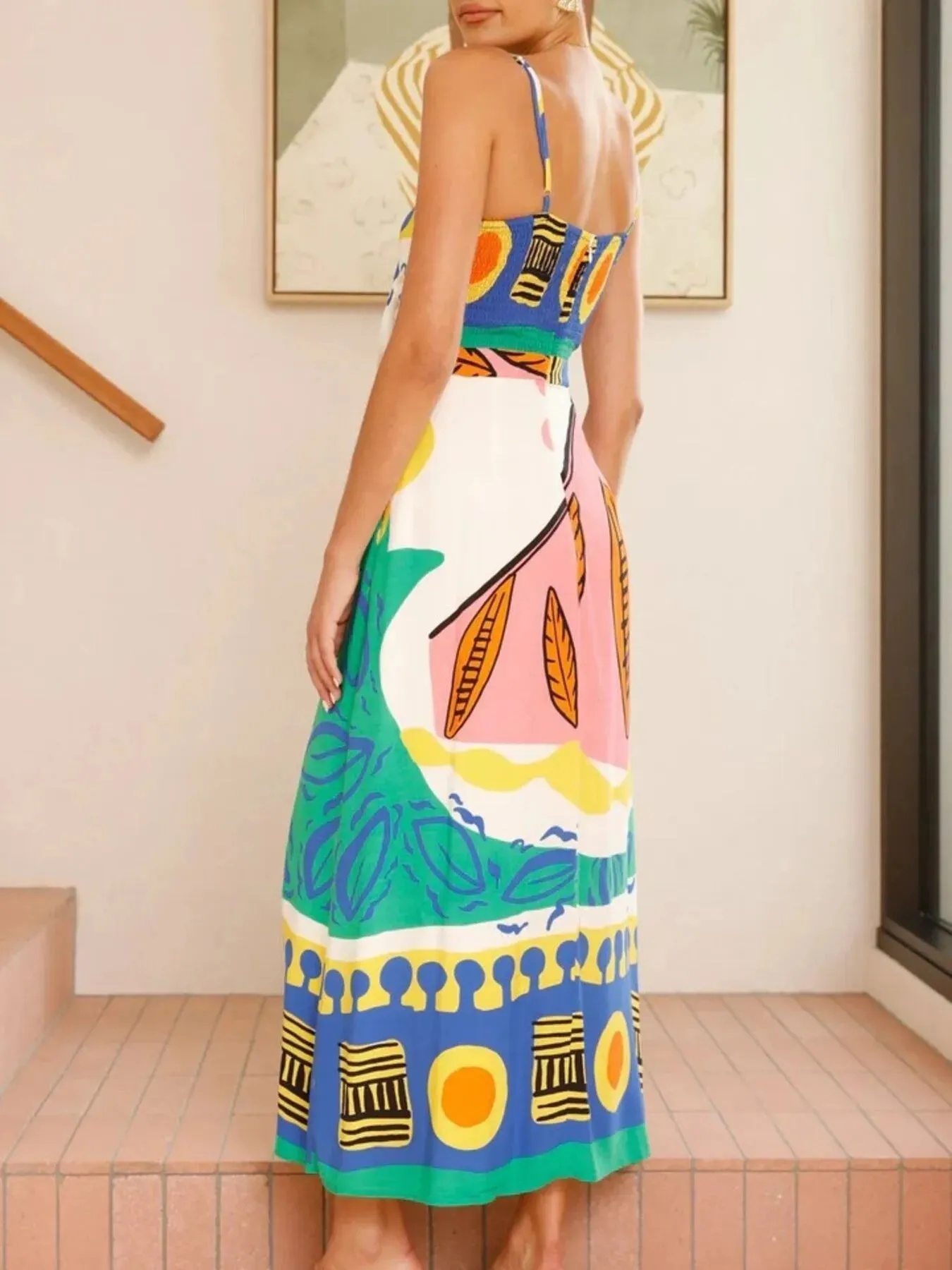 Tied Front Printed Slit Maxi Cami Dress sold by Gigi Laurent product image thumbnail 4
