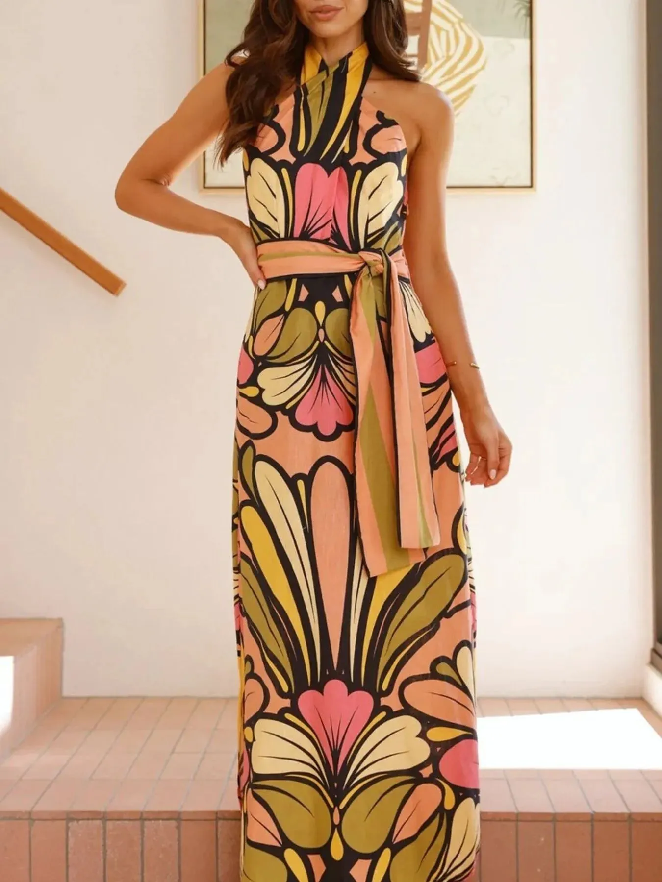 Printed Halter Neck Maxi Cami Dress sold by Gigi Laurent
