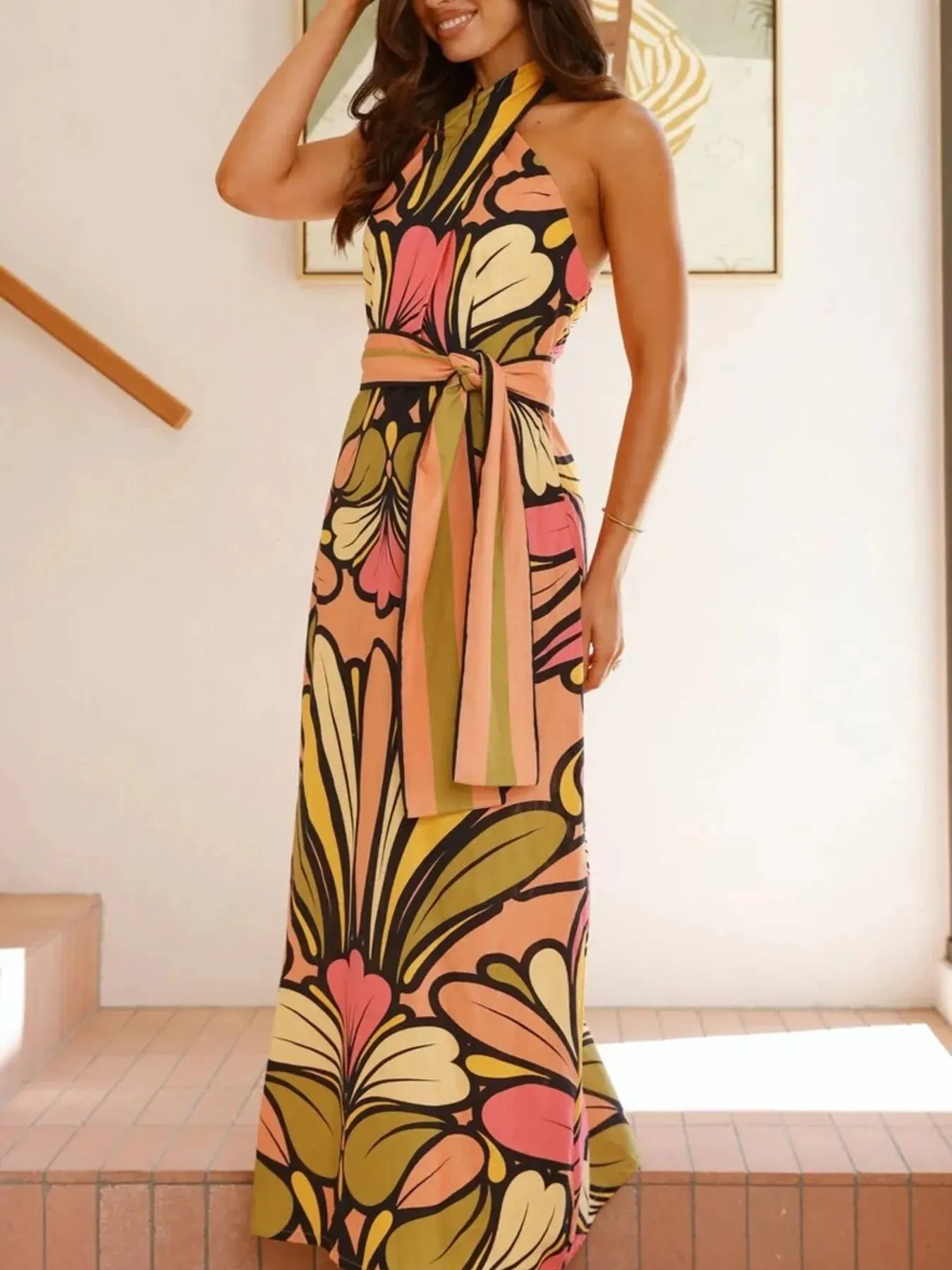 Printed Halter Neck Maxi Cami Dress sold by Gigi Laurent product image thumbnail 4