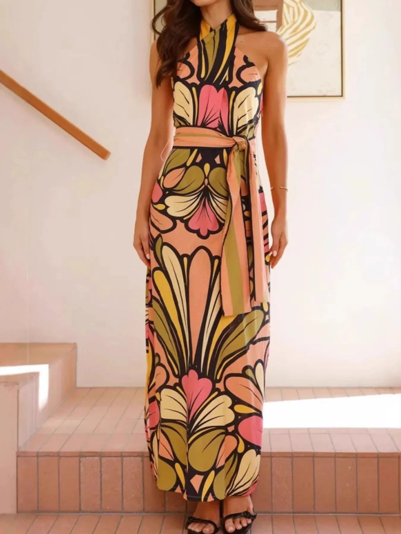 Printed Halter Neck Maxi Cami Dress sold by Gigi Laurent product image thumbnail 5