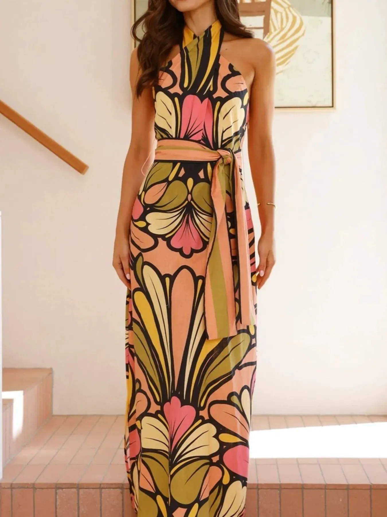 Printed Halter Neck Maxi Cami Dress sold by Gigi Laurent product image thumbnail 3