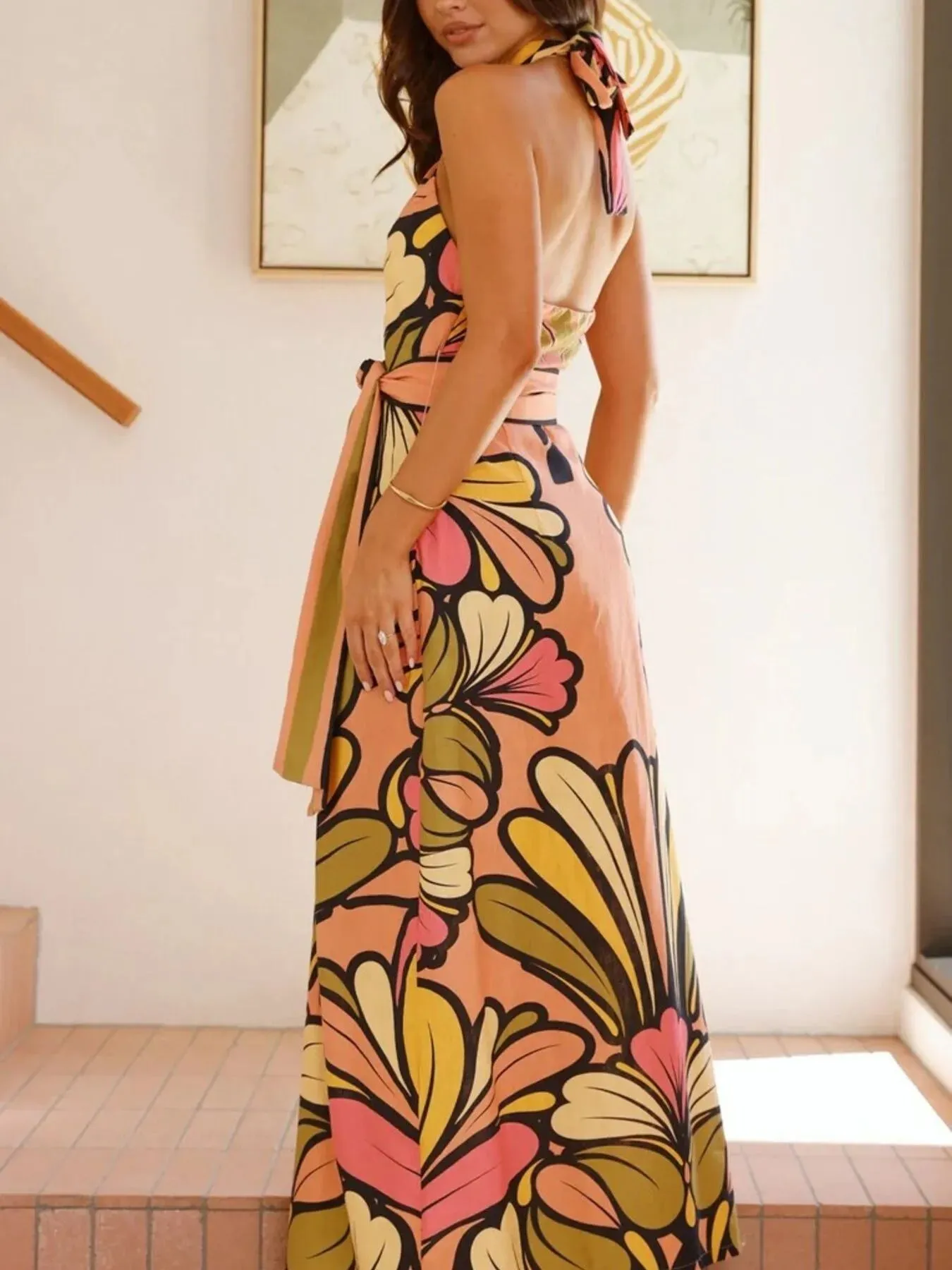 Printed Halter Neck Maxi Cami Dress sold by Gigi Laurent product image thumbnail 2