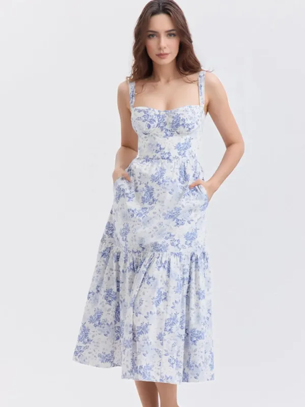 Floral Print Sweetheart Neck Midi Dress sold by Gigi Laurent
