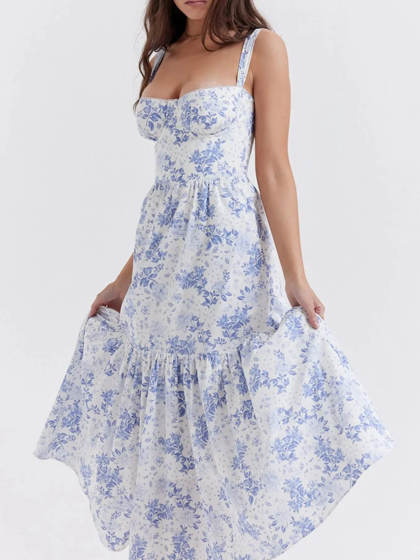 Floral Print Sweetheart Neck Midi Dress sold by Gigi Laurent product image thumbnail 4