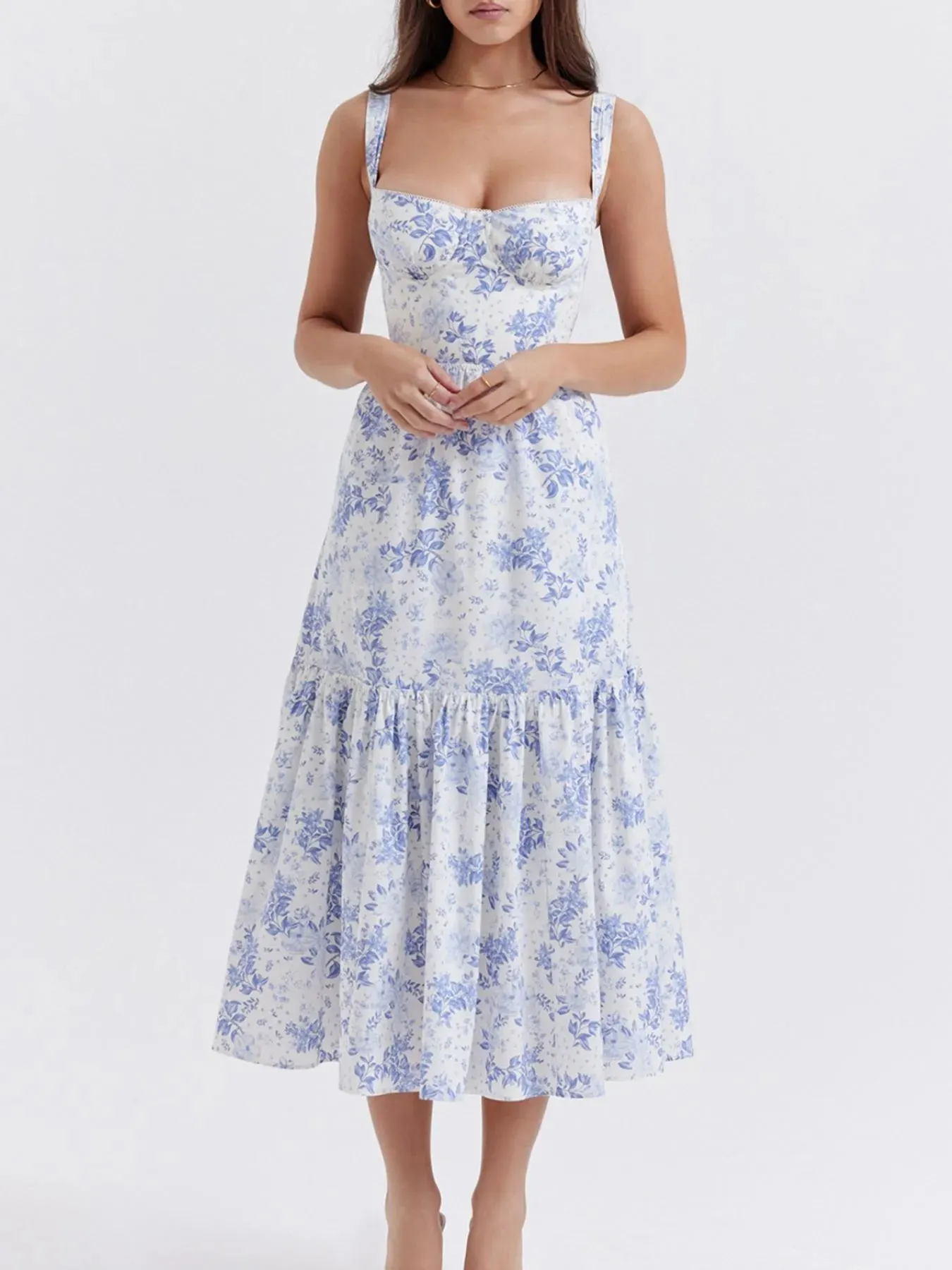 Floral Print Sweetheart Neck Midi Dress sold by Gigi Laurent product image thumbnail 2