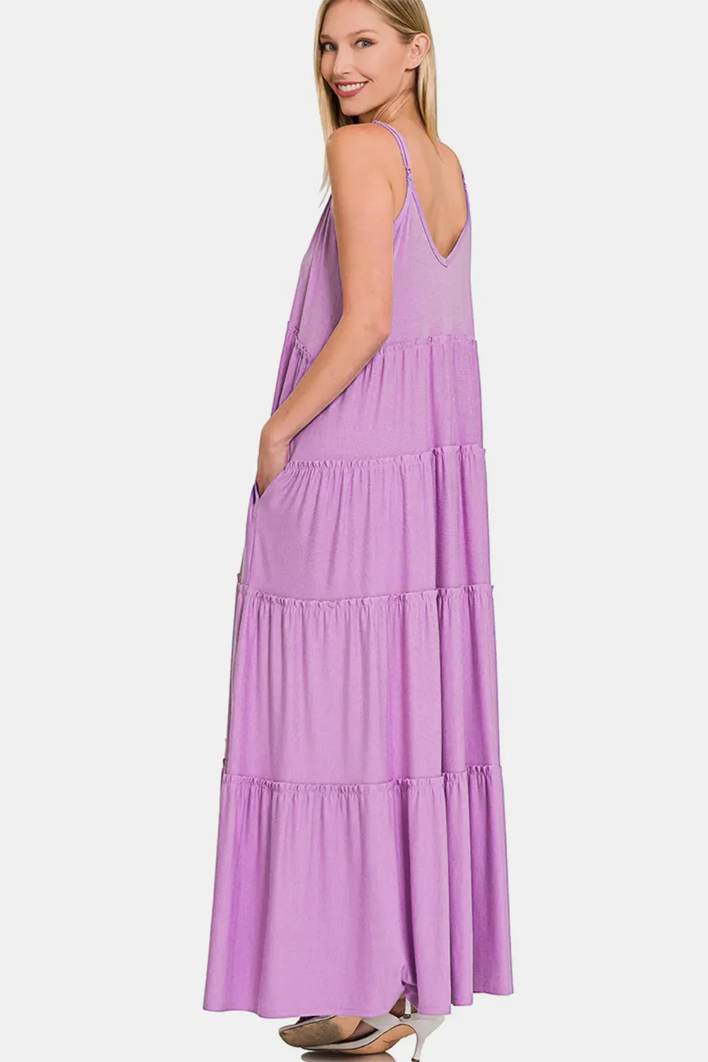 Zenana Frill Tiered V-Neck Maxi Cami Dress sold by Gigi Laurent product image thumbnail 3
