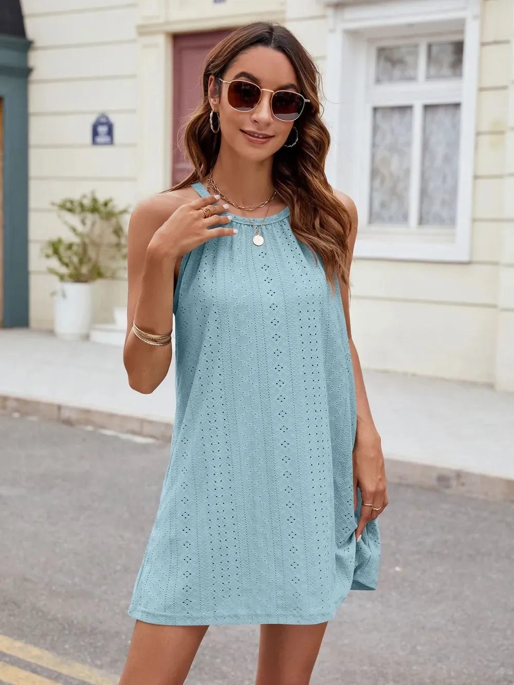 Florira Eyelet Sleeveless Mini Dress sold by Gigi Laurent product image thumbnail 4