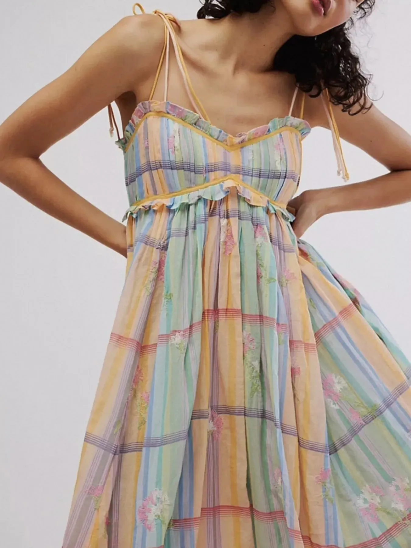 Pastel Plaid Back Smocked Maxi Cami Dress sold by Gigi Laurent product image thumbnail 2