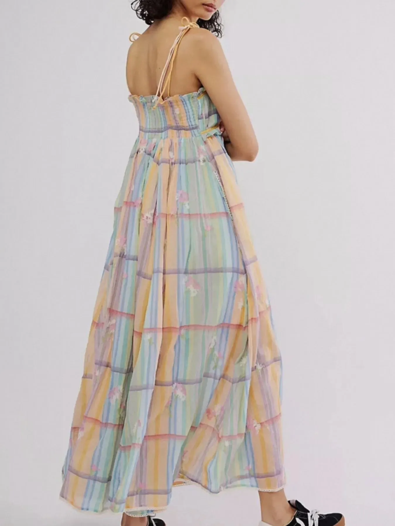 Pastel Plaid Back Smocked Maxi Cami Dress sold by Gigi Laurent product image thumbnail 4