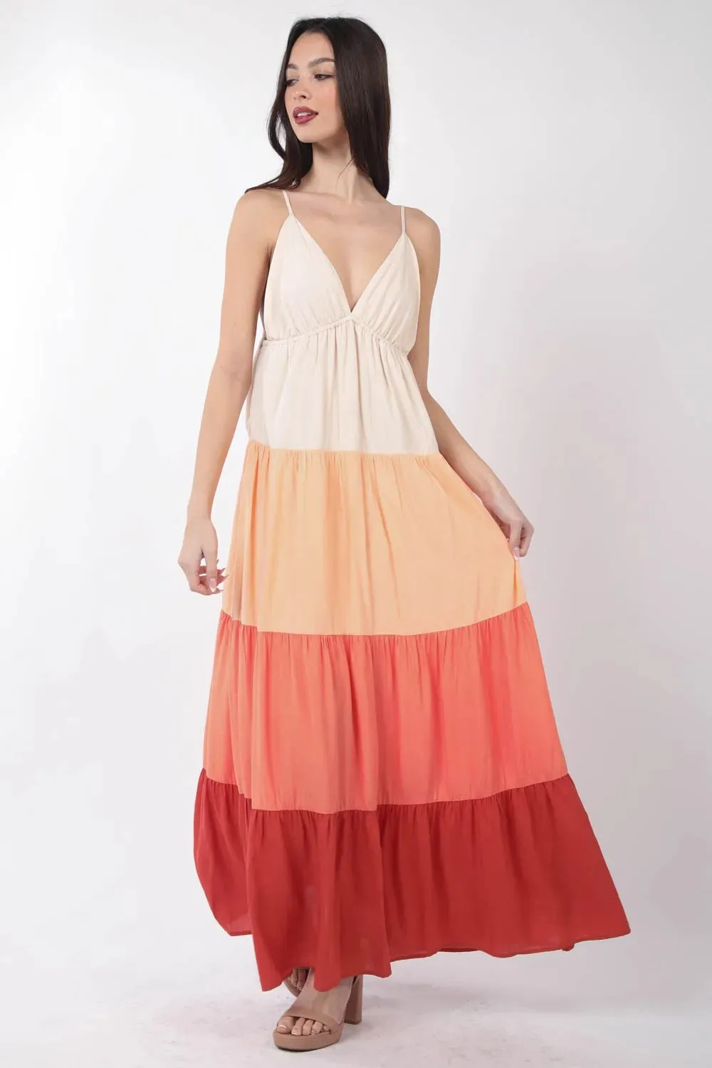 VERY J Color Block Tiered Maxi Cami Dress sold by Gigi Laurent product image thumbnail 5
