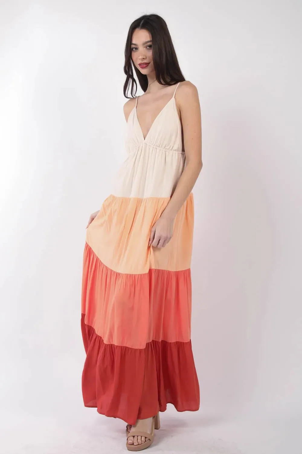 VERY J Color Block Tiered Maxi Cami Dress sold by Gigi Laurent product image thumbnail 3