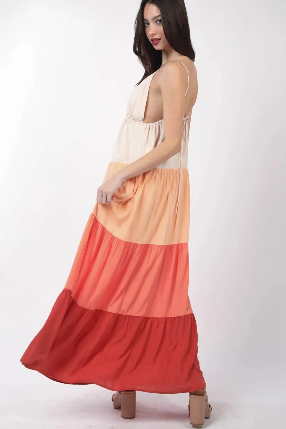 VERY J Color Block Tiered Maxi Cami Dress sold by Gigi Laurent product image thumbnail 4