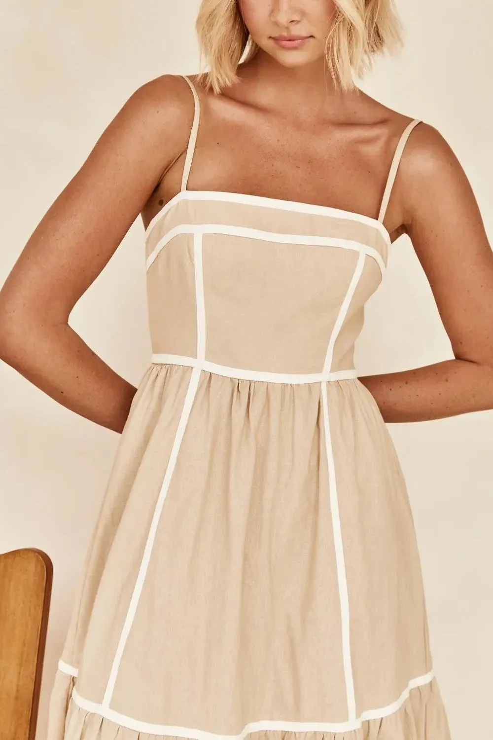Contrast Trim Square Neck Midi Cami Dress sold by Gigi Laurent product image thumbnail 3