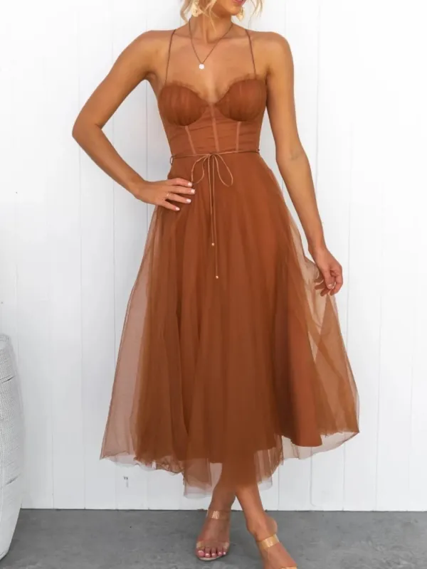 Sweetheart Neck Tulle Midi Dress sold by Gigi Laurent