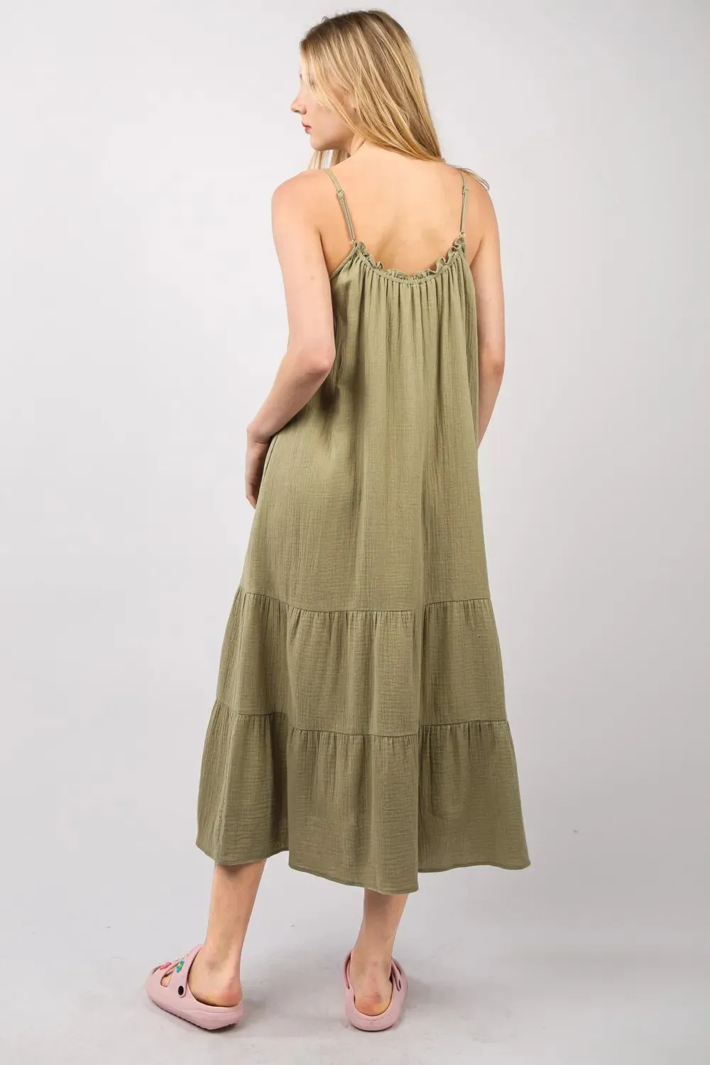 VERY J Ruffled A-Line Midi Cami Dress sold by Gigi Laurent product image thumbnail 2