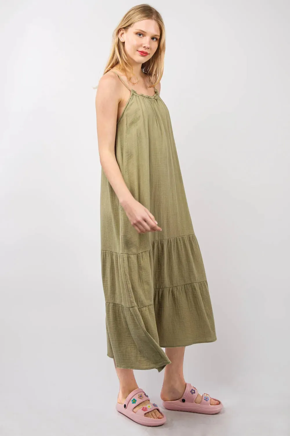 VERY J Ruffled A-Line Midi Cami Dress sold by Gigi Laurent product image thumbnail 3
