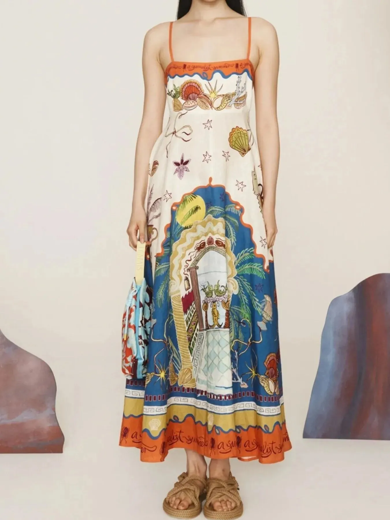 Printed Square Neck Maxi Cami Dress sold by Gigi Laurent product image thumbnail 5
