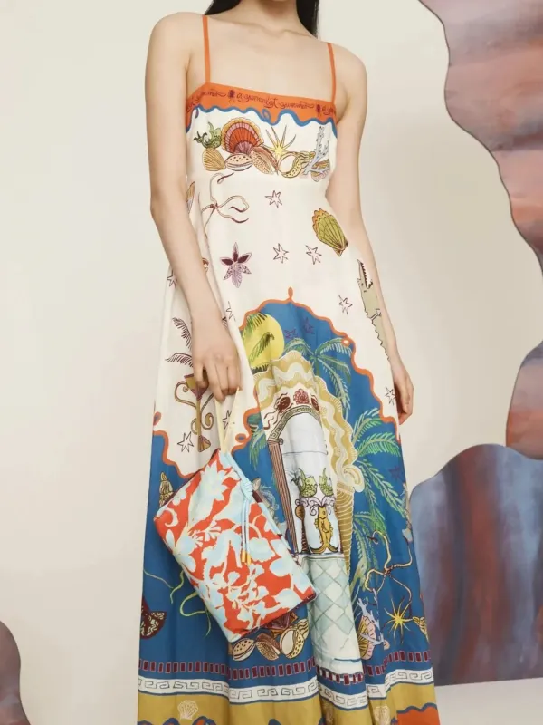Printed Square Neck Maxi Cami Dress sold by Gigi Laurent
