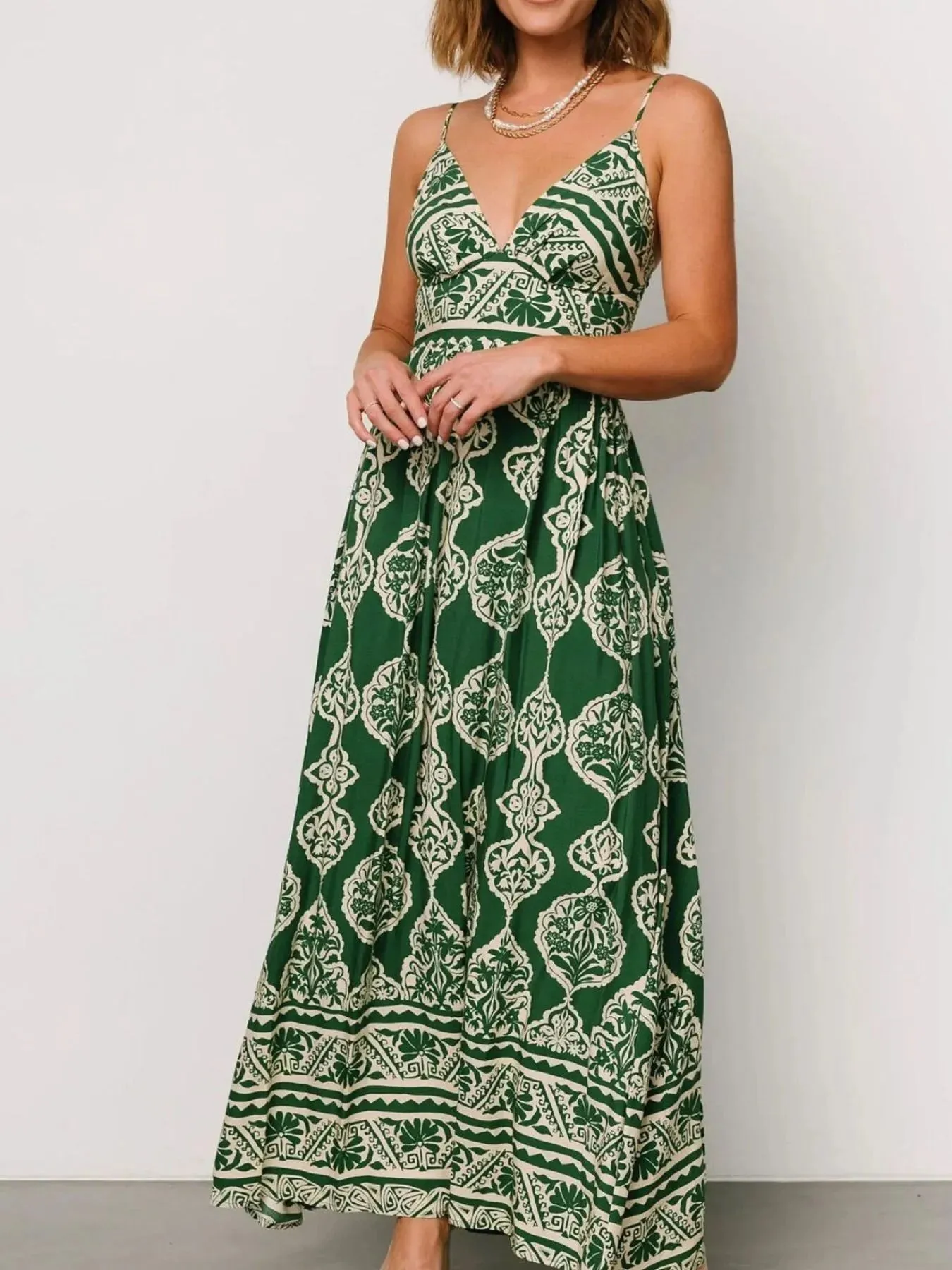 Printed V-Neck Maxi Cami Dress sold by Gigi Laurent product image thumbnail 4