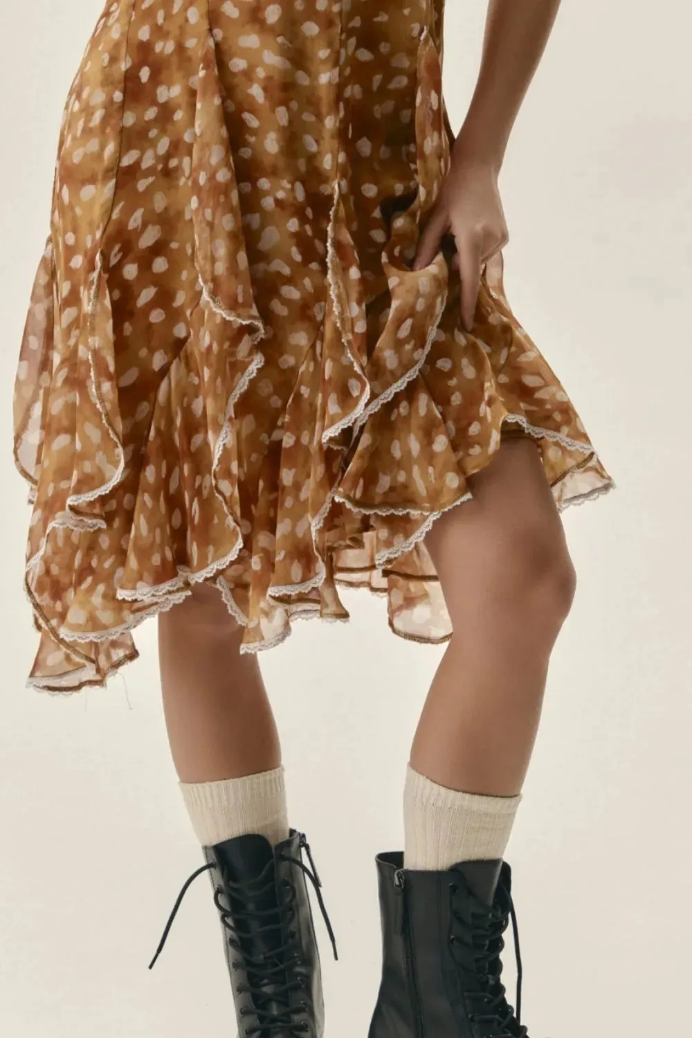 Floral Ruffle Cami Dress with Lace Trim sold by Gigi Laurent product image thumbnail 5