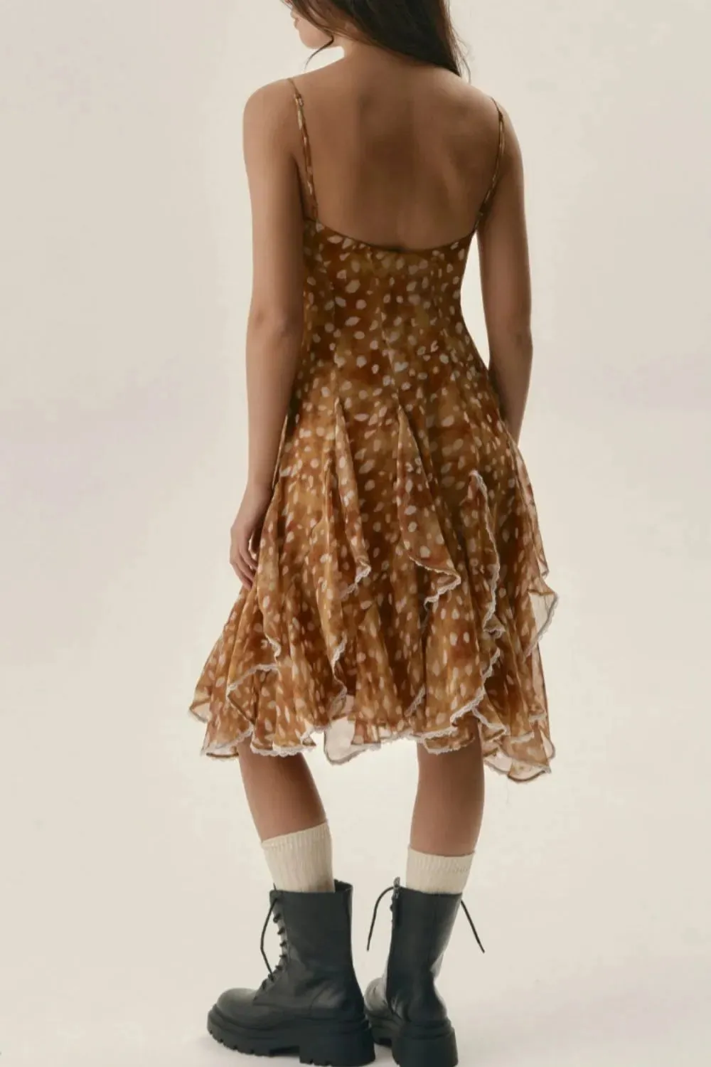 Floral Ruffle Cami Dress with Lace Trim sold by Gigi Laurent product image thumbnail 3