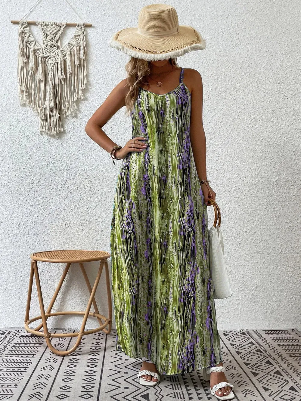 Full Size Printed Scoop Neck Maxi Cami Dress sold by Gigi Laurent product image thumbnail 3