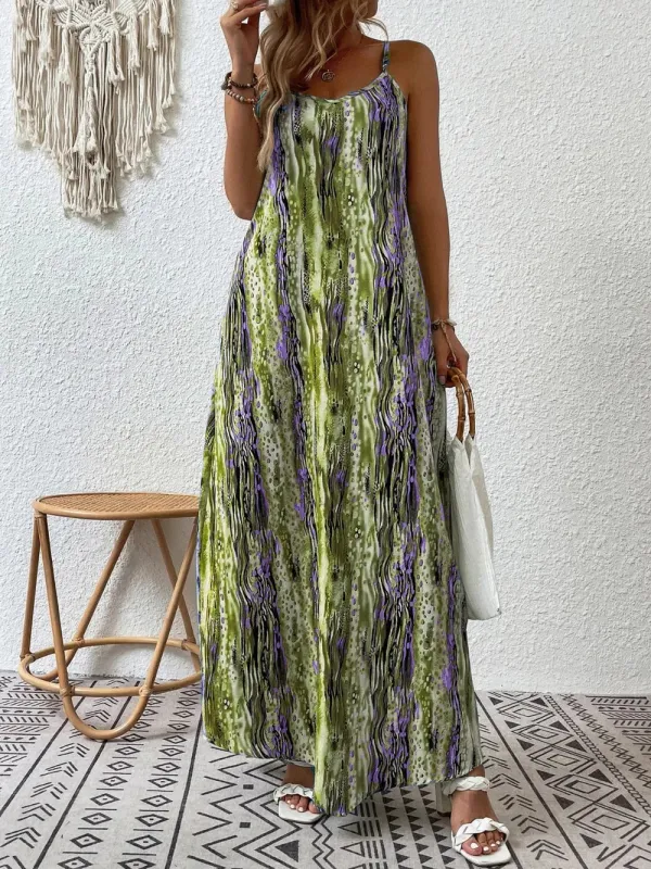 Full Size Printed Scoop Neck Maxi Cami Dress sold by Gigi Laurent