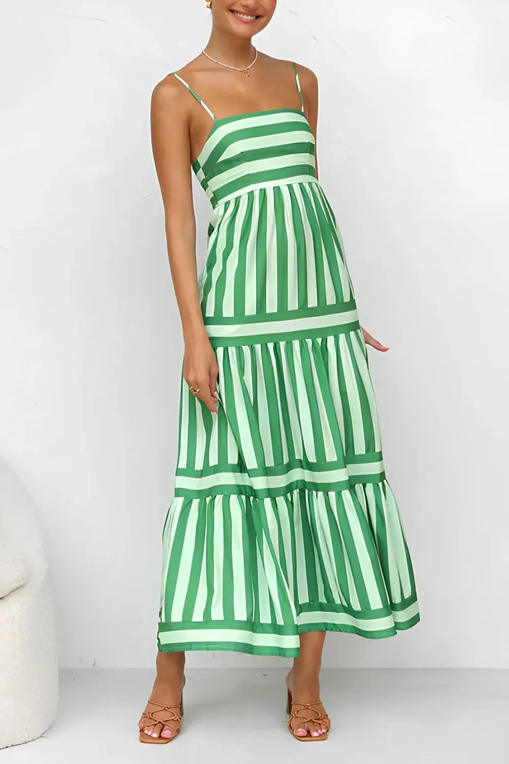 Striped Tiered Maxi Cami Dress sold by Gigi Laurent product image thumbnail 2