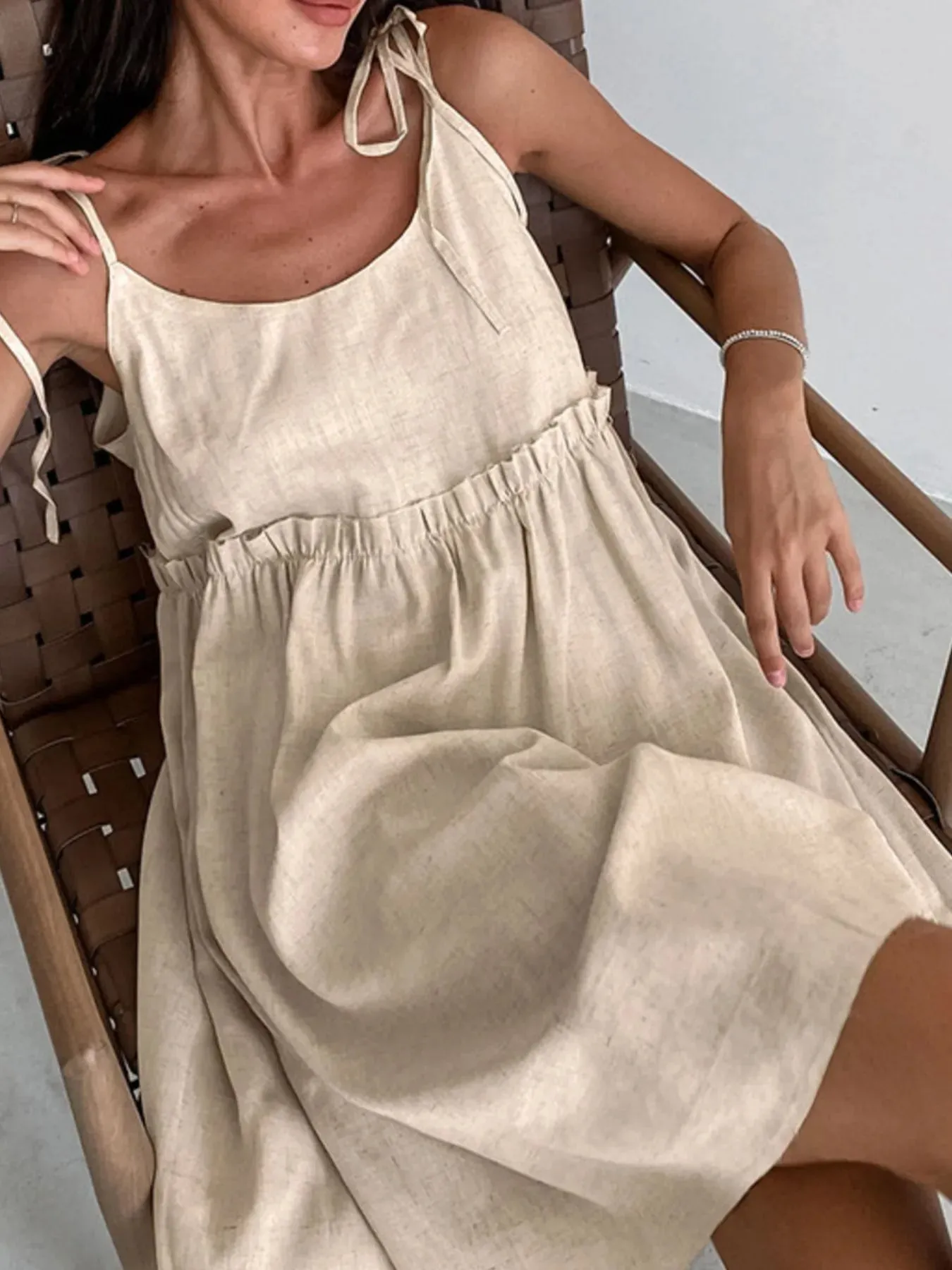 Tie-Shoulder Frill Mini Dress sold by Gigi Laurent product image thumbnail 2