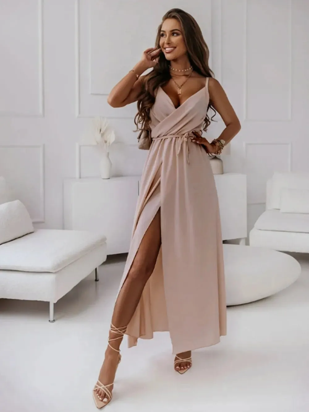 Honey Tied Surplice Sleeveless Midi Cami Dress sold by Gigi Laurent product image thumbnail 4