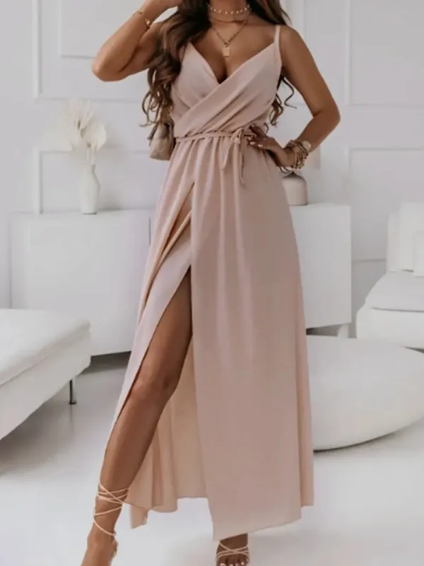 Honey Tied Surplice Sleeveless Midi Cami Dress sold by Gigi Laurent