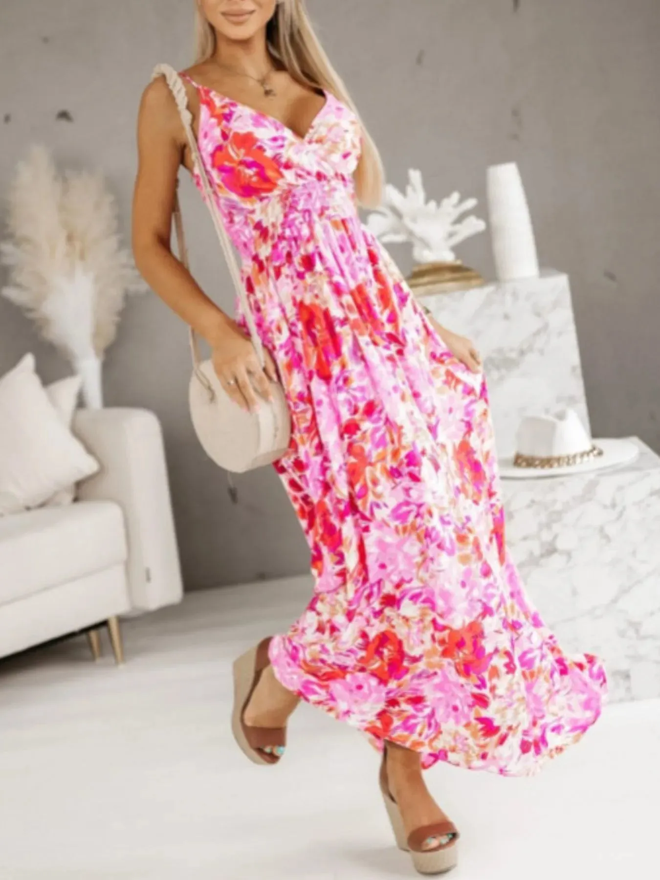 Printed Spaghetti Strap Maxi Dress sold by Gigi Laurent product image thumbnail 3
