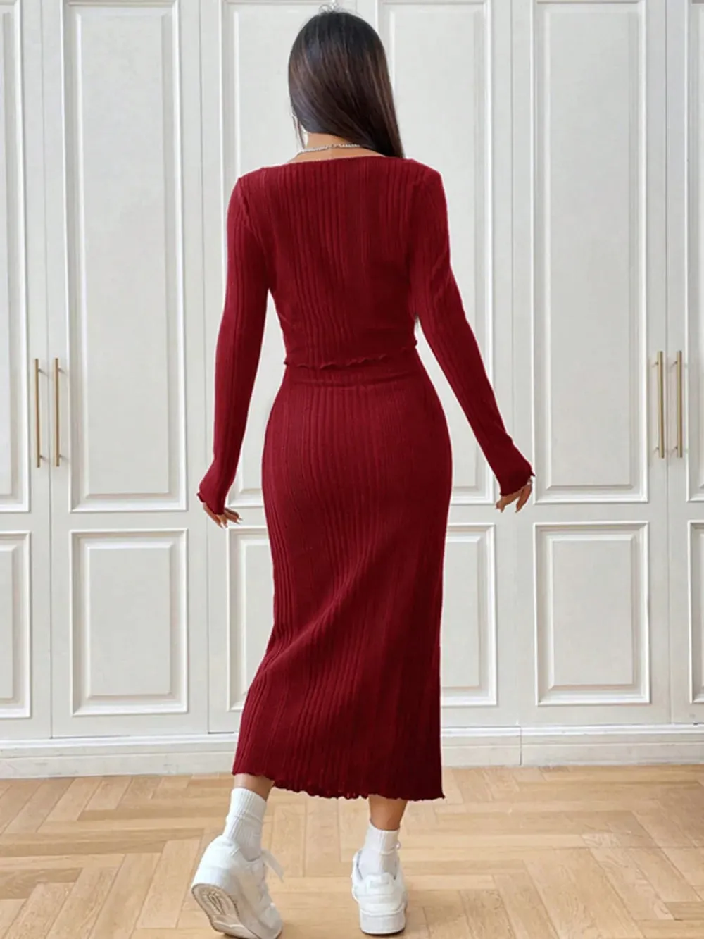 Cami Dress and Tied Long Sleeve Cardigan Set sold by Gigi Laurent product image thumbnail 2