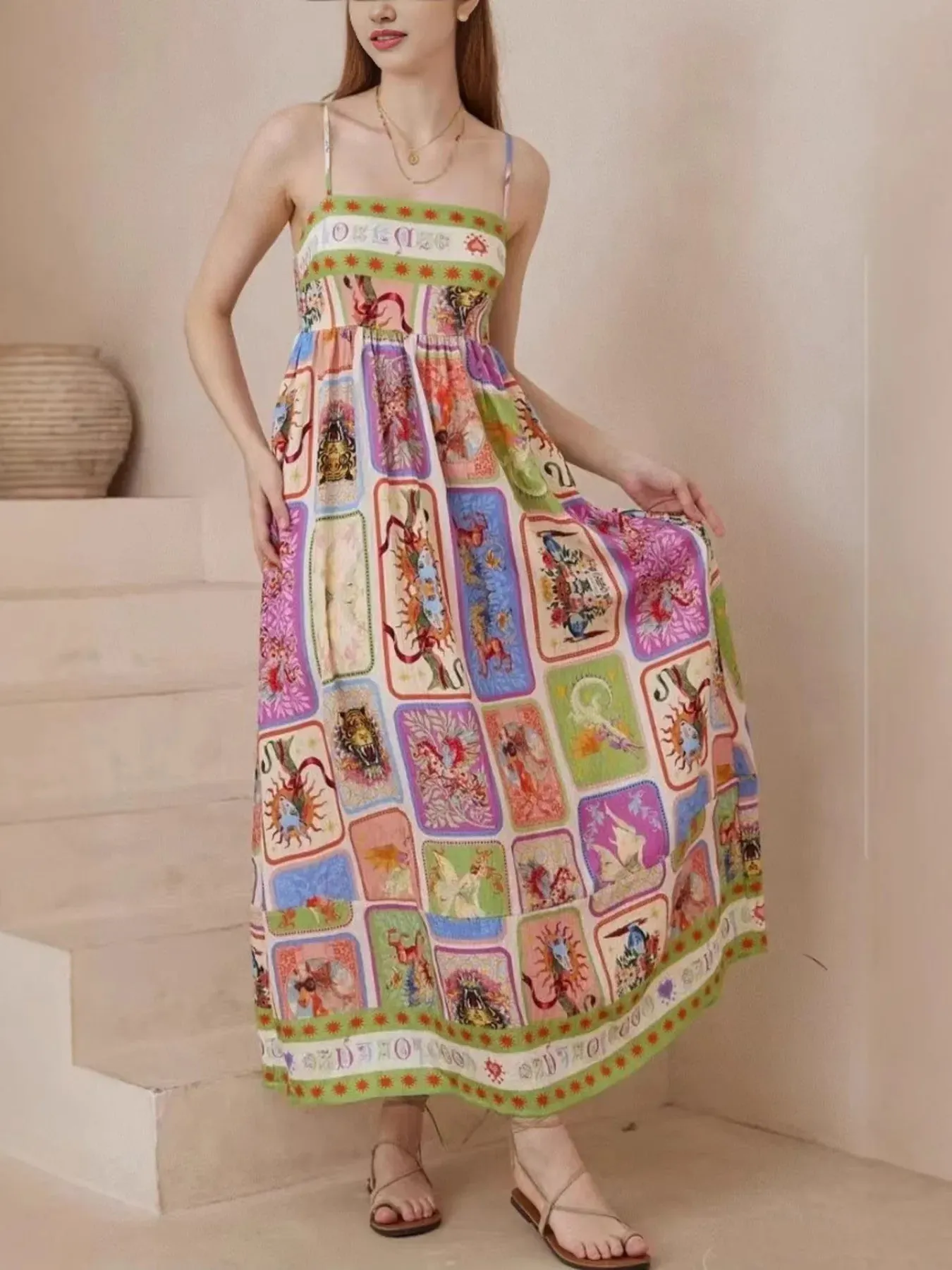 Printed Square Neck Cami Dress sold by Gigi Laurent