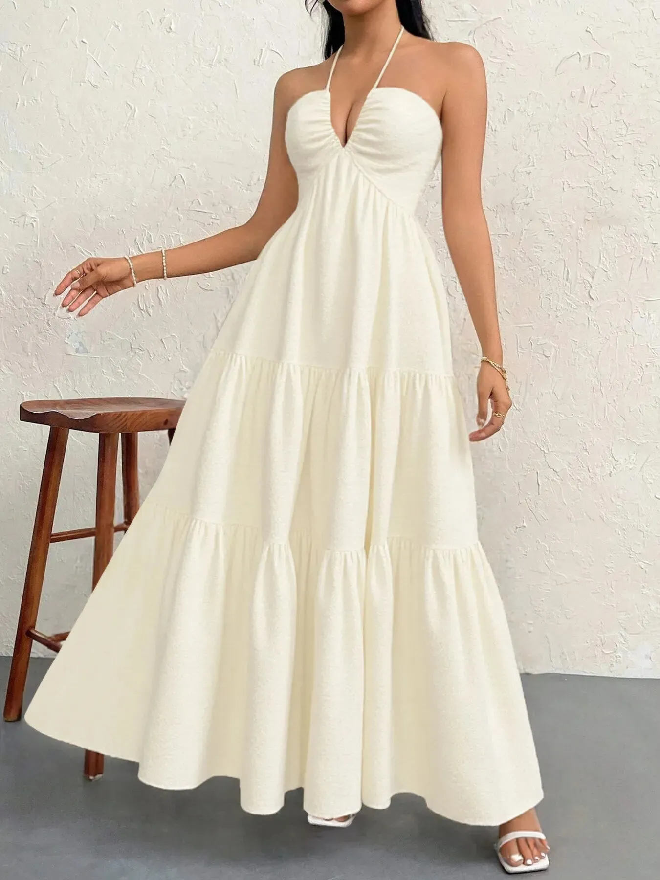 Halter Neck Tiered Maxi Dress sold by Gigi Laurent product image thumbnail 4