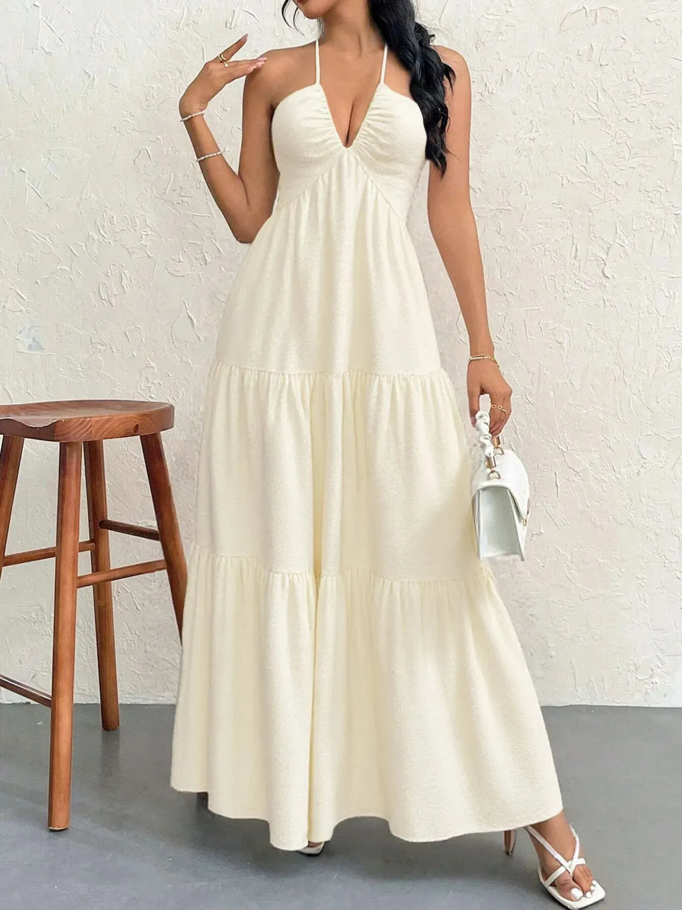 Halter Neck Tiered Maxi Dress sold by Gigi Laurent product image thumbnail 5