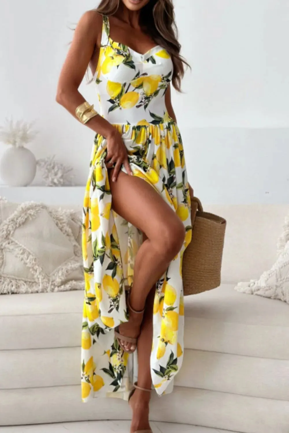 Lemon Print Sweetheart Neck Maxi Dress sold by Gigi Laurent product image thumbnail 5
