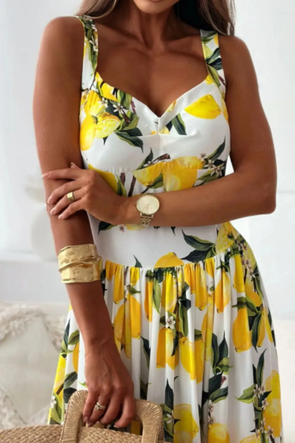 Lemon Print Sweetheart Neck Maxi Dress sold by Gigi Laurent product image thumbnail 4