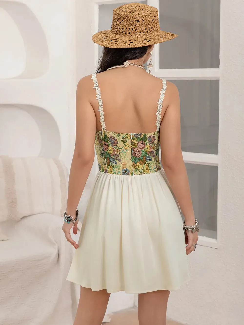 Floral Lace Up Corset Mini Cami Dress sold by Gigi Laurent product image thumbnail 5