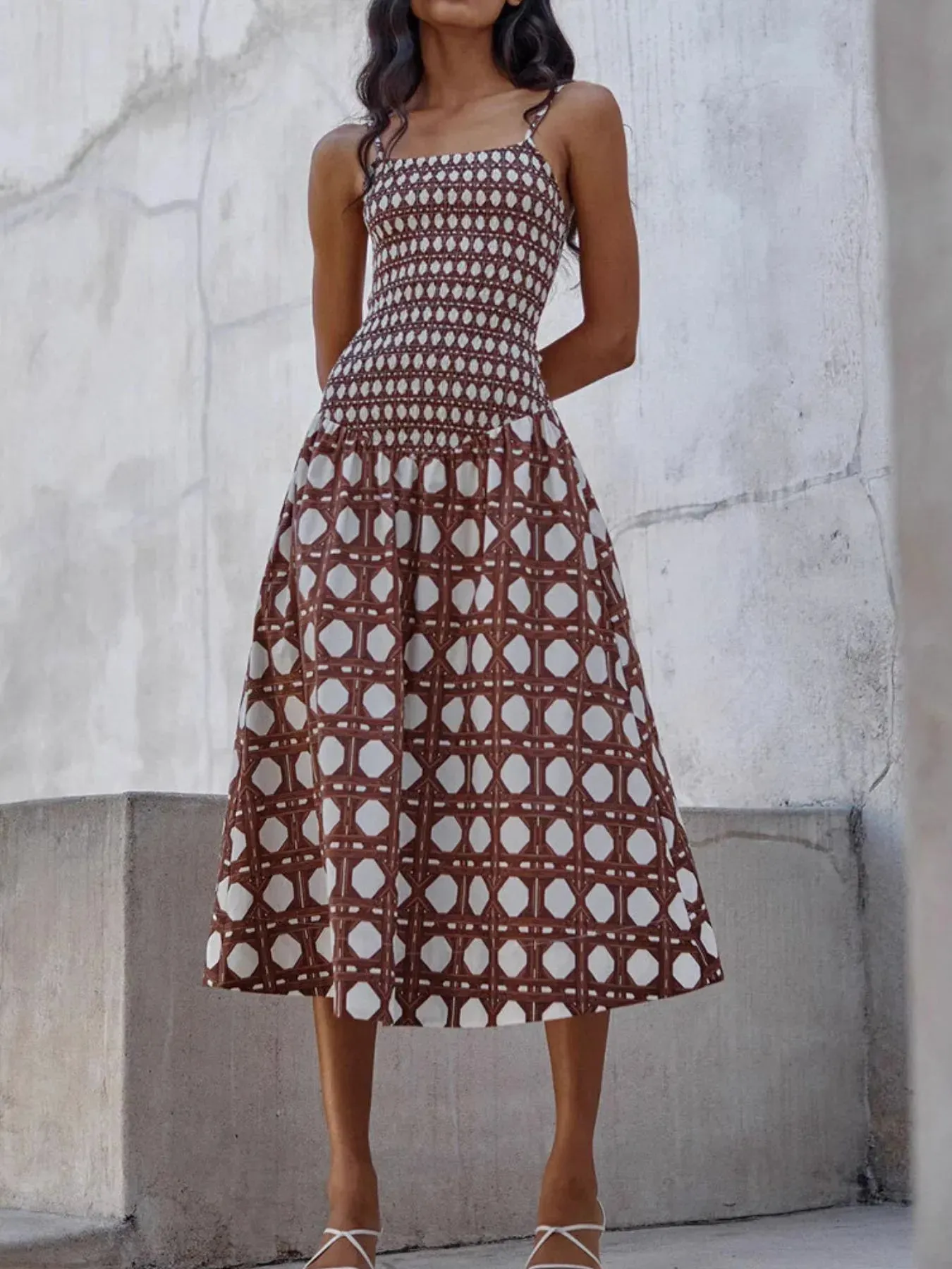 Geometric Pattern Cami Midi Dress sold by Gigi Laurent