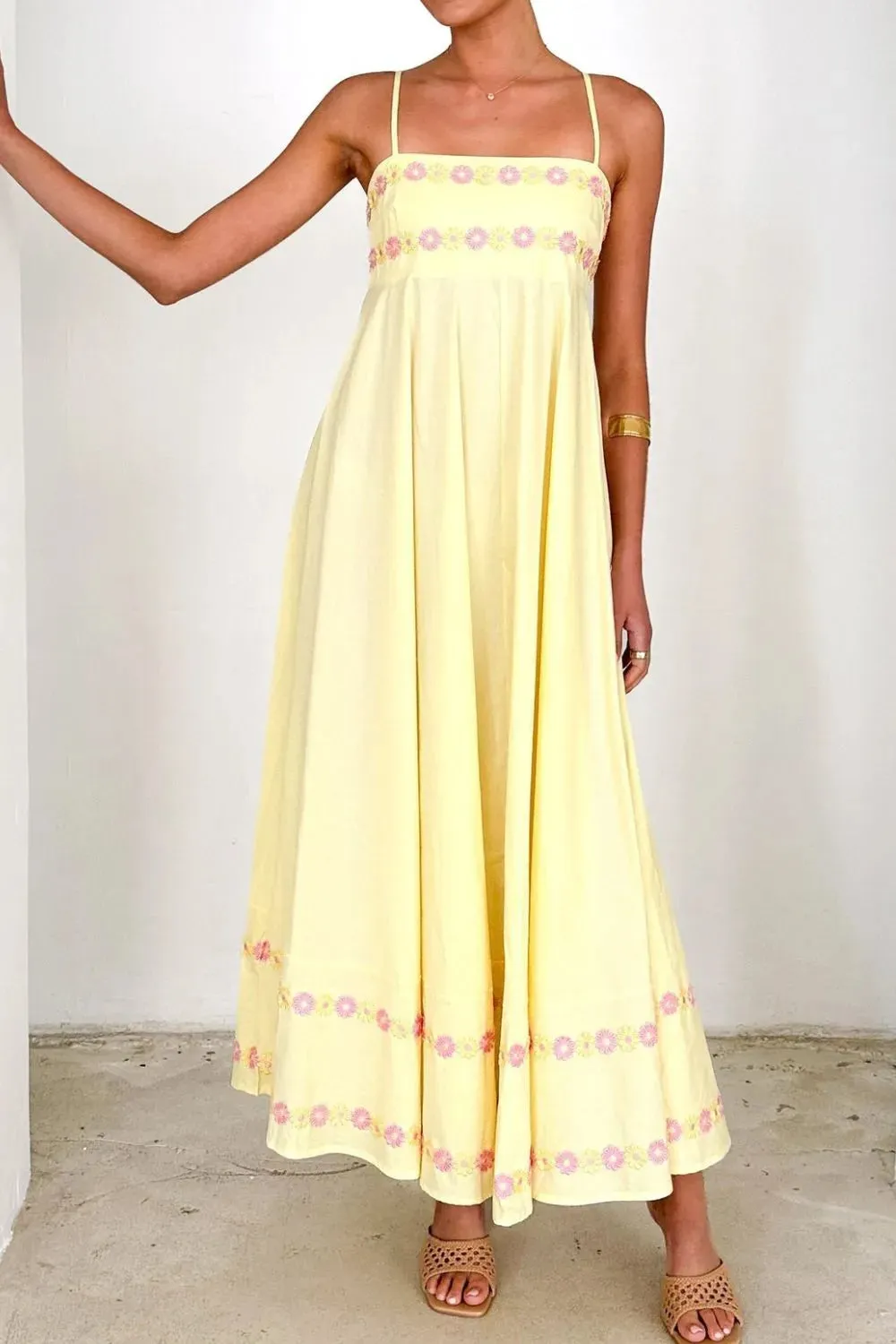 Floral Embroidered Spaghetti Strap Maxi Dress sold by Gigi Laurent product image thumbnail 5