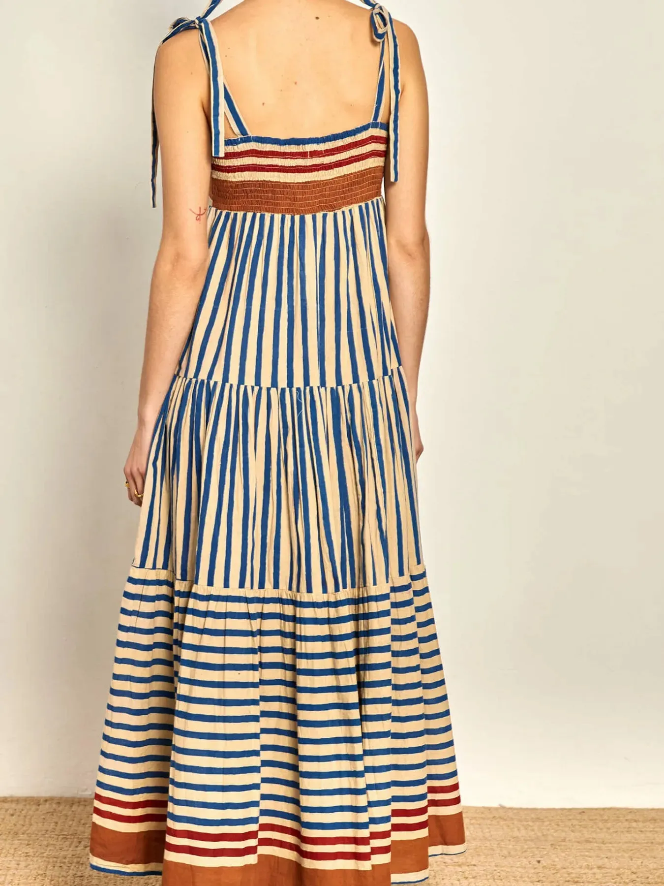 Striped Tie-Shoulder Tiered Maxi Dress sold by Gigi Laurent product image thumbnail 2