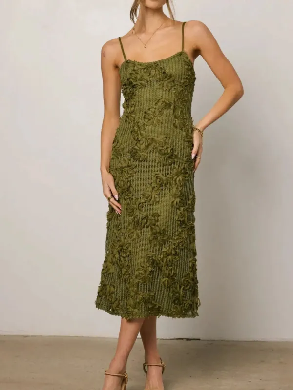 Flower Textured Midi Cami Dress sold by Gigi Laurent