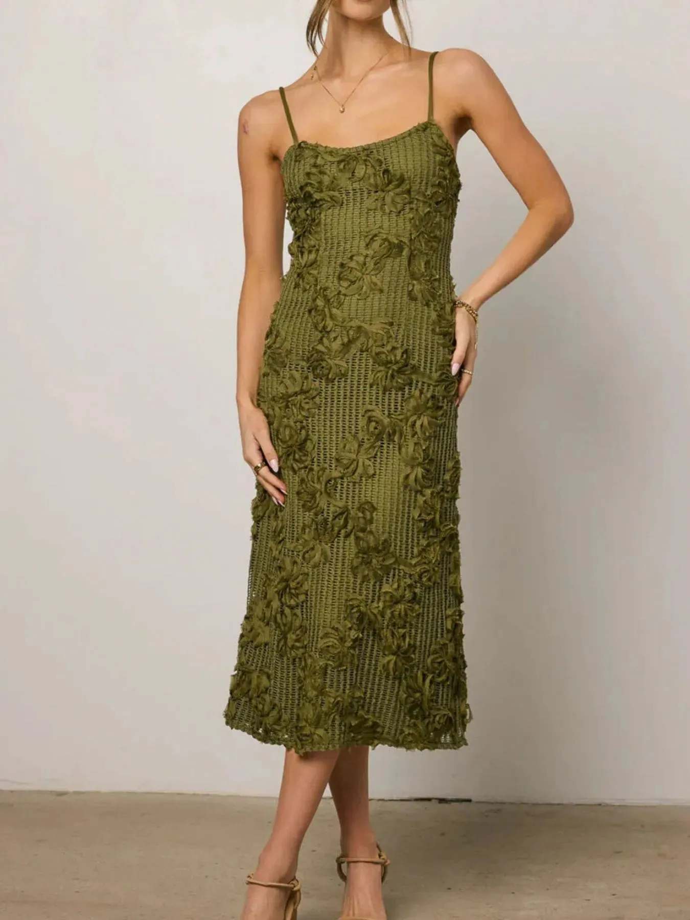 Flower Textured Midi Cami Dress sold by Gigi Laurent