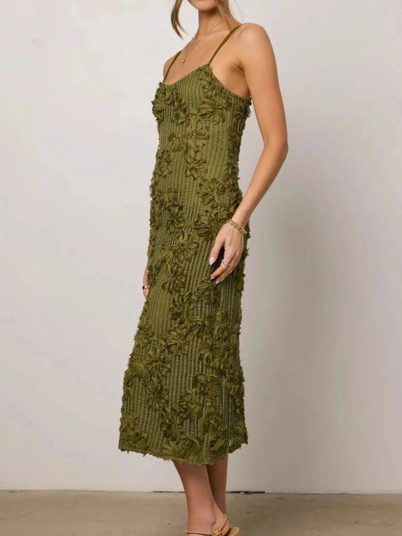Flower Textured Midi Cami Dress sold by Gigi Laurent product image thumbnail 4